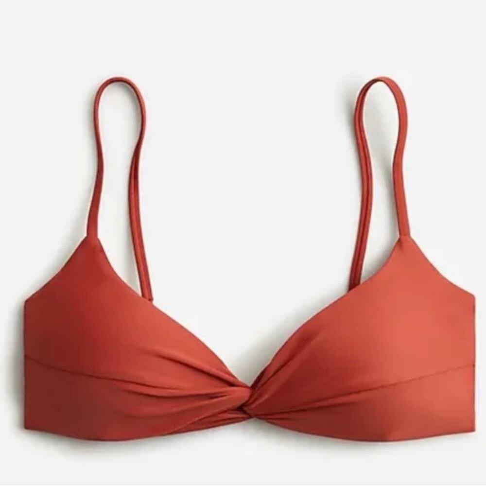 J. Crew Burnt Orange Twist-Front Bikini Top